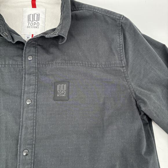 Topo Designs Field Jacket Men Medium Black Snap Button Utility Chore Outdoors - Picture 5 of 16